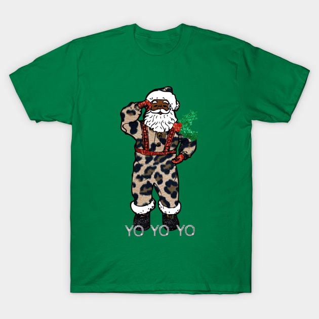 yo black santa claus christmas T-Shirt by gossiprag